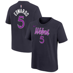Anthony Edwards Minnesota Timberwolves Youth 2025/26 City Edition Name & Number T-Shirt Purple - NBA
