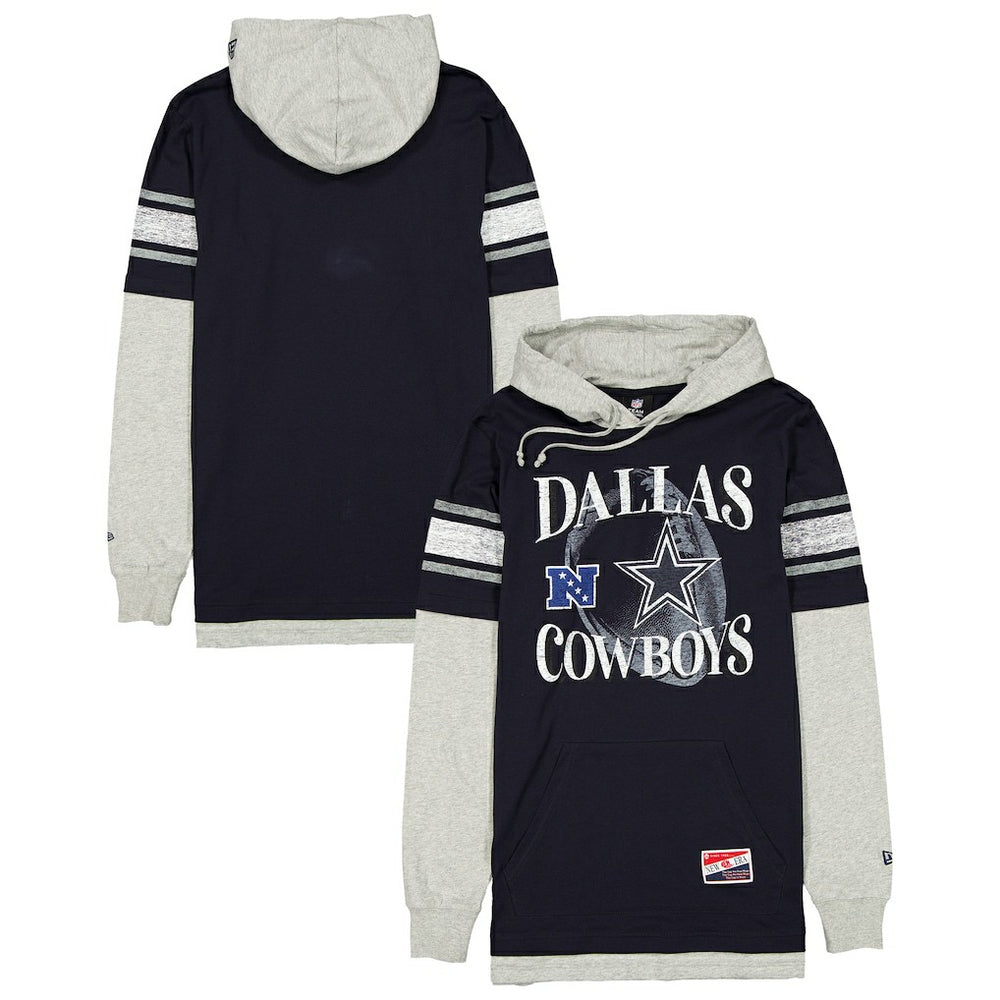Dallas Cowboys New Era Twofer Layered Long Sleeve Hoodie T-Shirt Navy | NFL