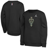 Milwaukee Bucks Jordan Brand Youth Courtside Statement Edition Sweatshirt Black - NBA