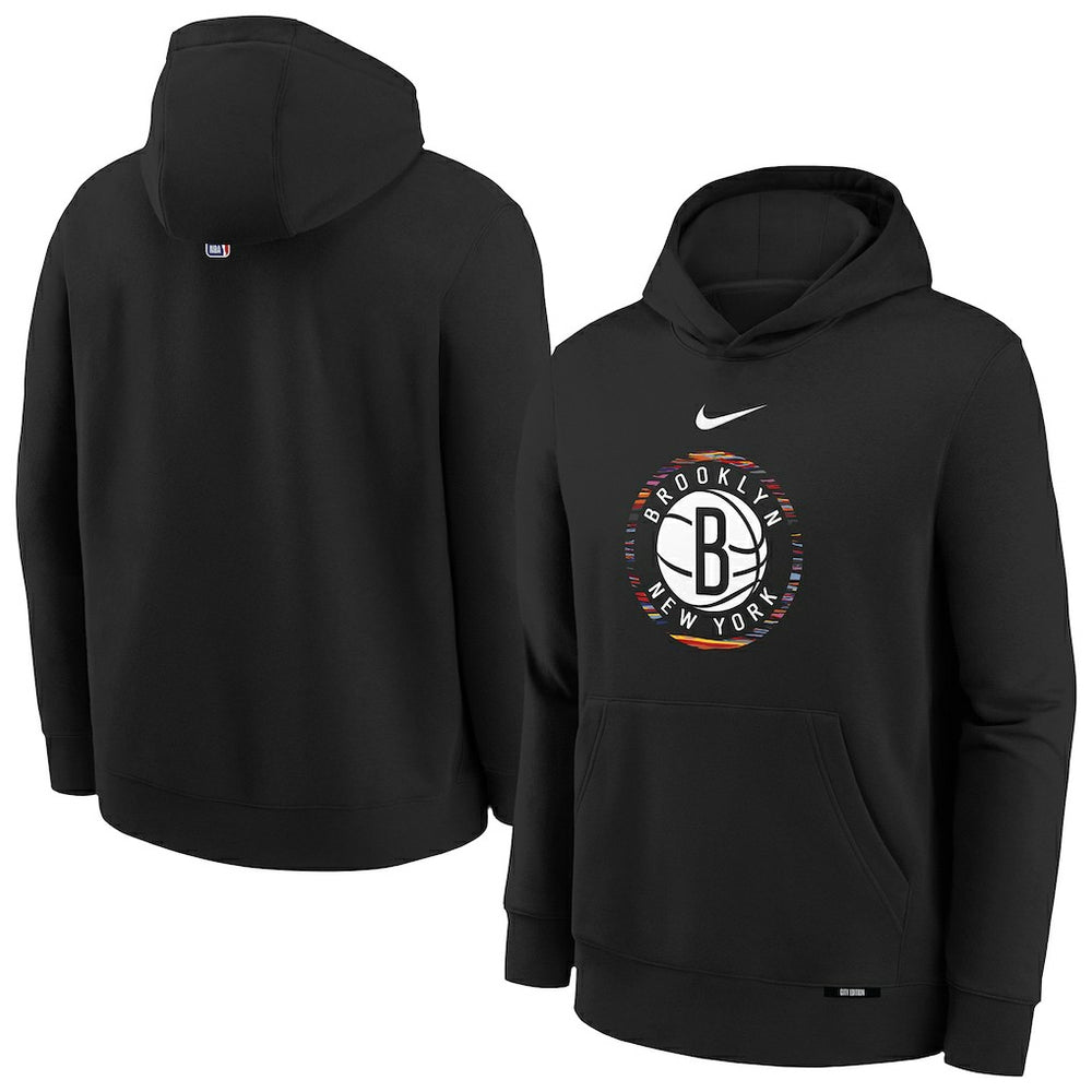 Brooklyn Nets Youth 2025/26 City Edition Club Fleece Pullover Hoodie Black - NBA