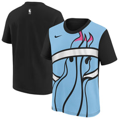 Miami Heat Youth 2025/26 City Edition Max90 T-Shirt Light Blue/Black - NBA