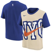 New York Knicks Youth 2025/26 City Edition Max90 T-Shirt Light Beige/Blue - NBA