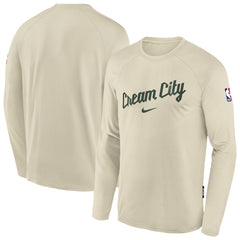 Milwaukee Bucks Youth 2025/26 City Edition Dri-Fit Long Sleeve Game Top White - NBA