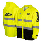 New York Giants Hi-Vis Safety Waterproof Rainshell Full-Zip Hooded Jacket Yellow | NFL
