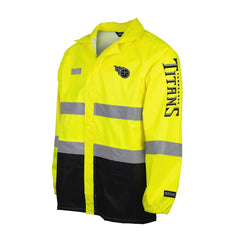 Tennessee Titans Hi-Vis Safety Waterproof Rainshell Full-Zip Hooded Jacket Yellow | NFL