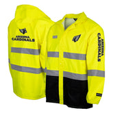 Arizona Cardinals Hi-Vis Safety Waterproof Rainshell Full-Zip Hooded Jacket Yellow | NFL