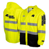 Carolina Panthers Hi-Vis Safety Waterproof Rainshell Full-Zip Hooded Jacket Yellow | NFL