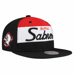 Buffalo Sabres Mitchell & Ness Retro Script Colorblock Snapback Hat - Black - NHL