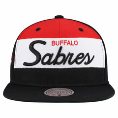 Buffalo Sabres Mitchell & Ness Retro Script Colorblock Snapback Hat - Black - NHL