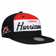 Carolina Hurricanes Mitchell & Ness Retro Script Colorblock Snapback Hat - Black - NHL