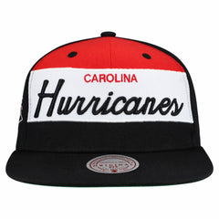 Carolina Hurricanes Mitchell & Ness Retro Script Colorblock Snapback Hat - Black - NHL