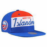 New York Islanders Mitchell & Ness Retro Script Colorblock Snapback Hat - Royal - NHL