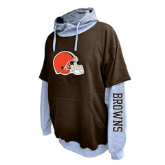 Cleveland Browns Big & Tall Twofer Pullover Hoodie Brown/Heather Gray | Fanatics
