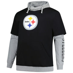 Pittsburgh Steelers Big & Tall Twofer Pullover Hoodie Black/Heather Gray | Fanatics