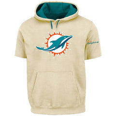Miami Dolphins Profile Big & Tall Chest Print and Logo Short Sleeve Pullover Hoodie Oatmeal | NFL