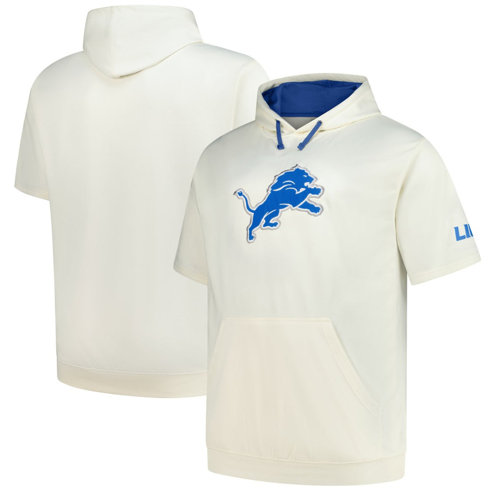 Detroit Lions Profile Big & Tall Chest Print and Logo Short Sleeve Pullover Hoodie Oatmeal | NFL