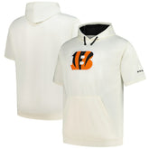 Cincinnati Bengals Profile Big & Tall Chest Print and Logo Short Sleeve Pullover Hoodie Oatmeal | NFL