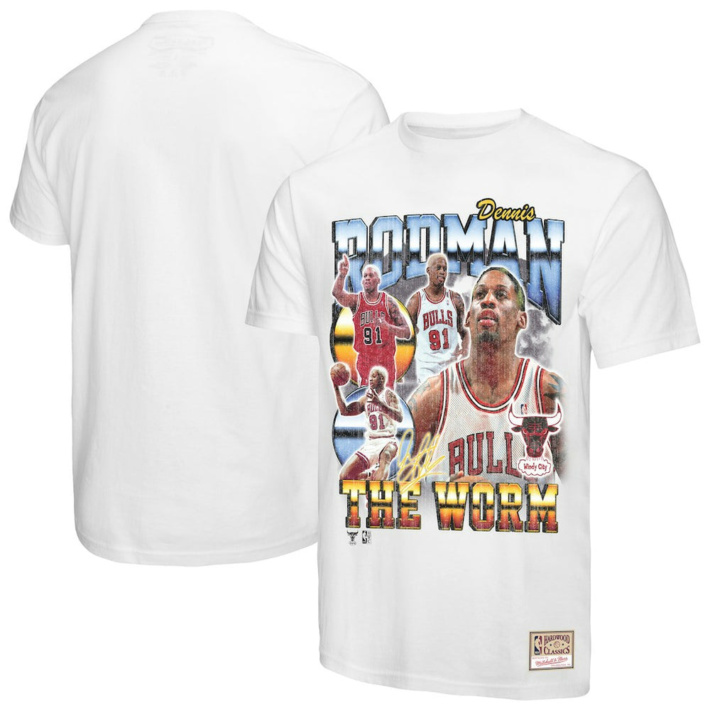 Dennis Rodman Chicago Bulls Hardwood Classics Commemorative Player Collage T-Shirt White - NBA