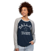 Dallas Cowboys G-III 4Her by Carl Banks Women's Waffle Knit Raglan Long-Sleeve T-Shirt Navy/Gray | NFL
