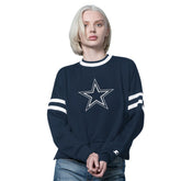 Dallas Cowboys Starter Women's Rally Drop Shoulder Cropped Sweatshirt Navy | NFL