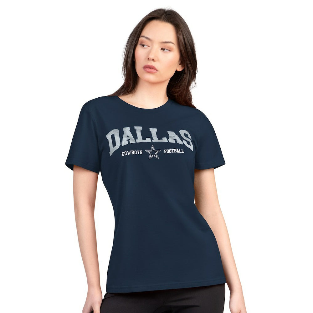 Dallas Cowboys G-III 4Her by Carl Banks Women's Super-Slim Lightweight Winning Crew T-Shirt Navy | NFL