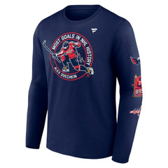 Alexander Ovechkin Washington Capitals Fanatics NHL All-Time Leading Goal Scorer Badges Long Sleeve T-Shirt - Athletic Navy - NHL