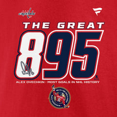 Alexander Ovechkin Washington Capitals Fanatics NHL All-Time Leading Goal Scorer The Great 895 T-Shirt - Red - NHL