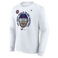 Alexander Ovechkin Washington Capitals Fanatics NHL All-Time Leading Goal Scorer GR8 Caricature Fleece Pullover Sweatshirt - White - NHL
