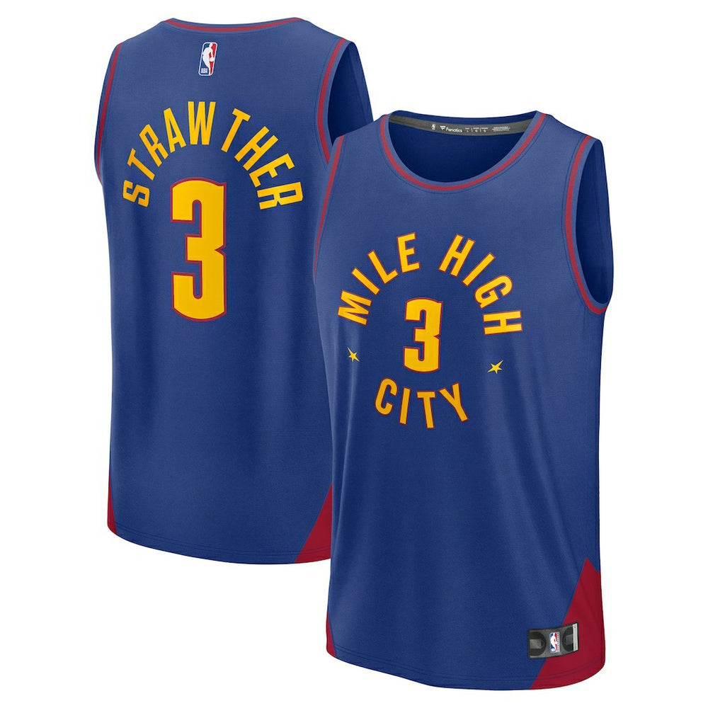 Julian Strawther Denver Nuggets Fast Break Replica Player Jersey Statement Editi- Blue - NBA