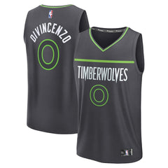 Donte DiVincenzo Minnesota Timberwolves Fast Break Replica Player Jersey Statement Edition Charcoal - NBA