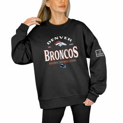 Denver Broncos Gameday Couture Women's Oversized Players Only Black Label Pullover Sweatshirt Black | NFL