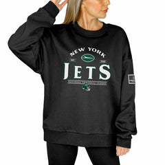 New York Jets Gameday Couture Women's Oversized Players Only Black Label Pullover Sweatshirt Black | NFL