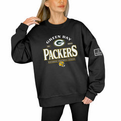 Green Bay Packers Gameday Couture Women's Oversized Players Only Black Label Pullover Sweatshirt Black | NFL