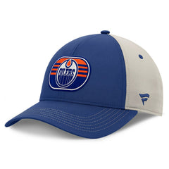Edmonton Oilers Fanatics 2025 Stanley Cup Playoffs Locker Room Trucker Adjustable Hat - Royal/Gray - NHL