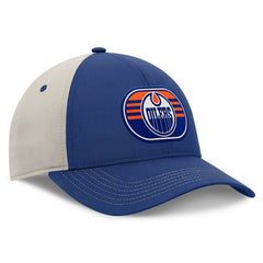 Edmonton Oilers Fanatics 2025 Stanley Cup Playoffs Locker Room Trucker Adjustable Hat - Royal/Gray - NHL