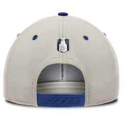 Edmonton Oilers Fanatics 2025 Stanley Cup Playoffs Locker Room Trucker Adjustable Hat - Royal/Gray - NHL