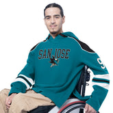 San Jose Sharks G-III Sports by Carl Banks Adaptive Wear Lord Stanley Hooded Long Sleeve Sweatshirt - Teal - NHL
