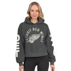 Detroit Red Wings Starter Women's Star Player Cropped Fleece Hoodie - Heather Charcoal - NHL