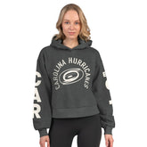Carolina Hurricanes Starter Women's Star Player Cropped Fleece Hoodie - Heather Charcoal - NHL