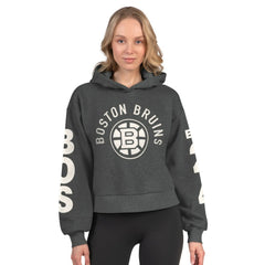 Boston Bruins Starter Women's Star Player Cropped Fleece Hoodie - Heather Charcoal - NHL