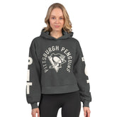 Pittsburgh Penguins Starter Women's Star Player Cropped Fleece Hoodie - Heather Charcoal - NHL