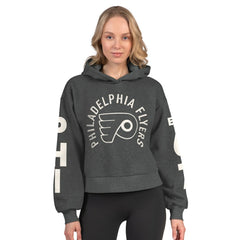 Philadelphia Flyers Starter Women's Star Player Cropped Fleece Hoodie - Heather Charcoal - NHL