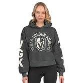 Vegas Golden Knights Starter Women's Star Player Cropped Fleece Hoodie - Heather Charcoal - NHL