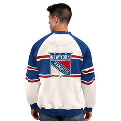 New York Rangers Starter Male Adult Defense Fleece Crewneck Sweatshirt - White - NHL
