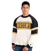 Boston Bruins Starter Male Adult Defense Fleece Crewneck Sweatshirt - White - NHL