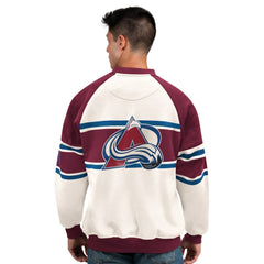 Colorado Avalanche Starter Male Adult Defense Fleece Crewneck Sweatshirt - White - NHL