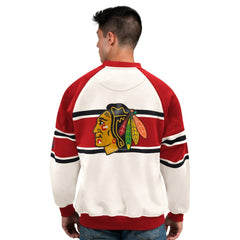 Chicago Blackhawks Starter Male Adult Defense Fleece Crewneck Sweatshirt - White - NHL