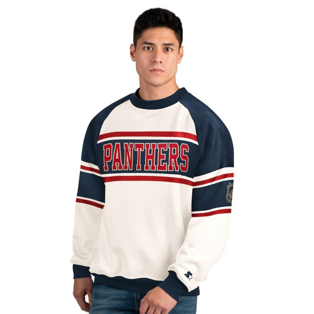 Florida Panthers Starter Male Adult Defense Fleece Crewneck Sweatshirt - White - NHL