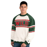 Minnesota Wild Starter Male Adult Defense Fleece Crewneck Sweatshirt - White - NHL