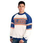 New York Islanders Starter Male Adult Defense Fleece Crewneck Sweatshirt - White - NHL